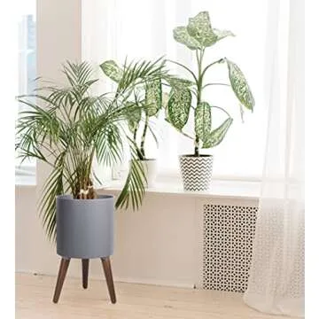 D'vine Dev 12 Inch Planter Pot with Stand for Indoor Plants