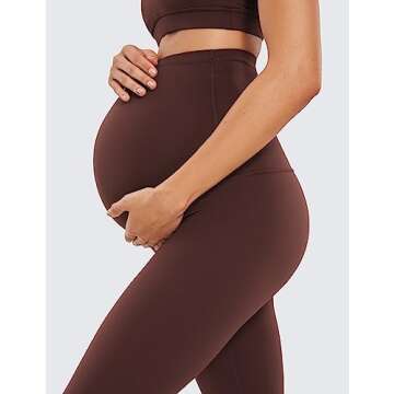 CRZ YOGA Womens Butterluxe Maternity Leggings Over The Belly 25" - Buttery Soft Workout Activewear Yoga Pregnancy Pants Taupe X-Large