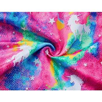 TENVDA Ballet Leotards for Girls 5-6 Years Old Sparkly Colorful Unicorn Print Tank Dance Dress Classic Ballerina Outfit