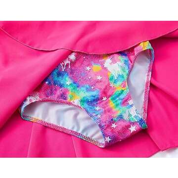 TENVDA Ballet Leotards for Girls 5-6 Years Old Sparkly Colorful Unicorn Print Tank Dance Dress Classic Ballerina Outfit