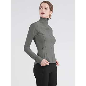 Lock and Love Women's Full Zip-up Yoga Workout Running Track Jacket with Thumb Holes