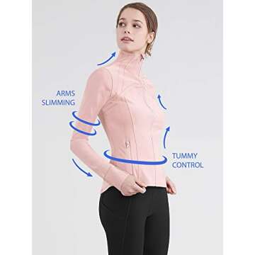 Lock and Love Women's Full Zip-up Yoga Workout Running Track Jacket with Thumb Holes