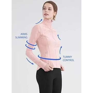 Lock and Love Women's Full Zip-up Yoga Workout Running Track Jacket with Thumb Holes