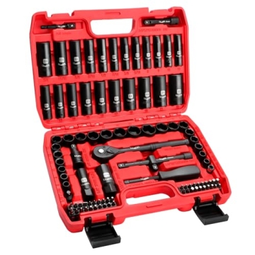LLNEDL 95Pcs 3/8" Drive Impact Socket Set with Ratchet & Spark Plug Sockets