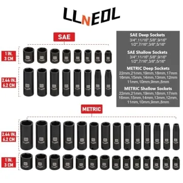 LLNEDL 3/8" Drive Impact Socket Set 95Pcs with Ratchet
