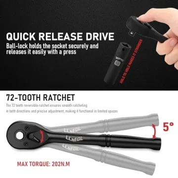 LLNEDL 3/8" Drive Impact Socket Set 95Pcs with Ratchet