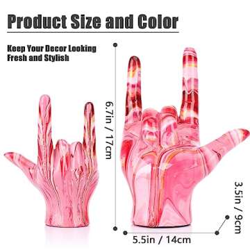 Hand Decor Finger Gesture Statue Pink I Love You Sign Language Desk Statue Modern Art Stand Ring Hol...