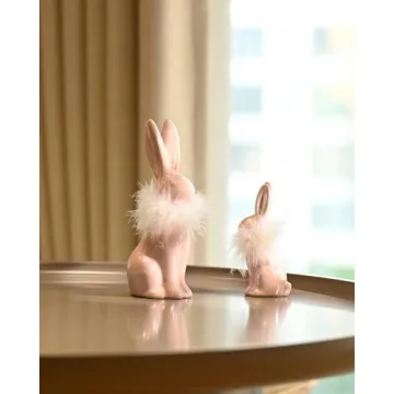 Elegant RM ROOMERS Pink Ceramic Easter Bunny Figurines