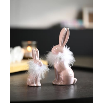 Elegant RM ROOMERS Pink Ceramic Easter Bunny Figurines