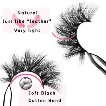 GOO GOO Mink Eyelashes, Middle Long Crossed Cluster Type False Eyelashes 20mm Natural Layered Effect...