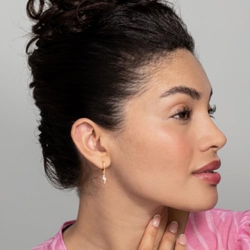 PAVOI Gold Plated Lightning Bolt Huggie Earrings for Women