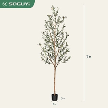 SOGUYI 7FT Artificial Olive Tree for Home and Office Decor