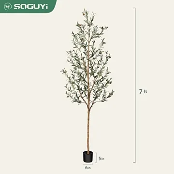 SOGUYI 7FT Artificial Olive Tree for Home and Office Decor