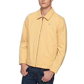 Tommy Hilfiger Men's Lightweight Microtwill Golf Jacket (Standard and Big & Tall), yellow, X-Large