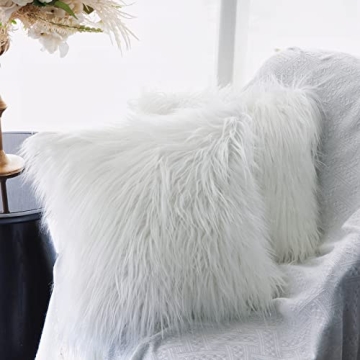 OurWarm Faux Fur Pillow Covers Set of 2 for Elegant Home Decor