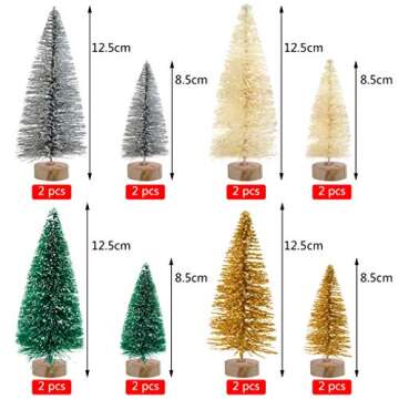 Yookat 40Pcs Mini Pine Trees Artificial Mini Trees with Wood Base Sisal Trees Bottle Brush Trees Ass...
