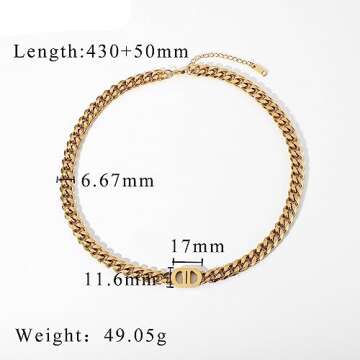 CETVLY Chic Cuban Chain Link Necklace for Women