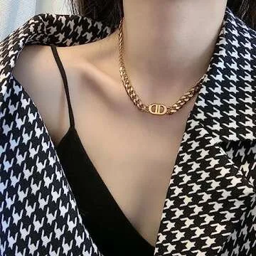 CETVLY Chic Cuban Chain Link Necklace for Women
