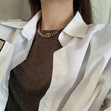 CETVLY Chic Cuban Chain Link Necklace for Women