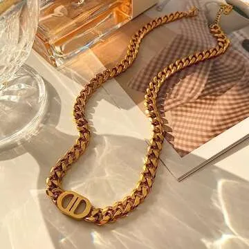 CETVLY Chic Cuban Chain Link Necklace for Women