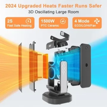 Versatile Indoor Space Heater with 3D Oscillation