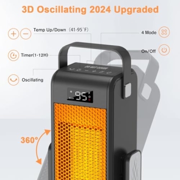 Versatile Indoor Space Heater with 3D Oscillation