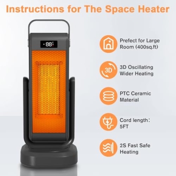 Versatile Indoor Space Heater with 3D Oscillation