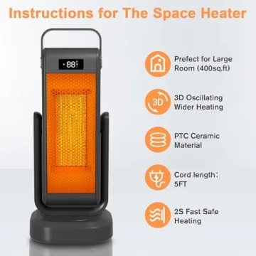 Versatile Indoor Space Heater with 3D Oscillation