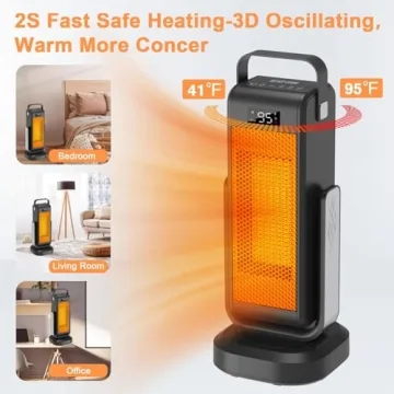 Versatile Indoor Space Heater with 3D Oscillation