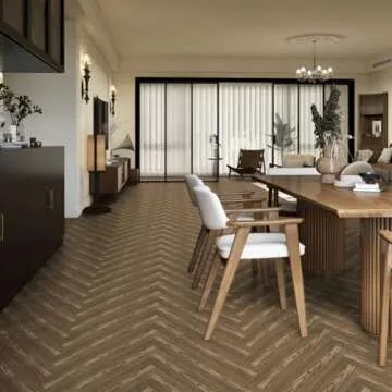 Elffloor Peel and Stick Floor Tile, Self Adhesive Vinyl Flooring Waterproof, Old Wood Grain Look Flooring for Bedroom, Kitchen, Bathroom, 35.4in ×5.9in, 10 Pcs