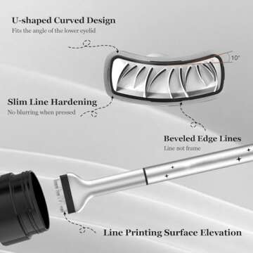 Lower Lash Stamp, 2-In-1 Eyelashes and Eyeliners, Eyelash Silicone Stamp, Lower Eyelash Waterproof Stamps, Lower Lash Stamp with Ink, Sweatproof Quick Eye Makeup Tool (Black)