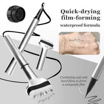 Lower Lash Stamp, 2-In-1 Eyelashes and Eyeliners, Eyelash Silicone Stamp, Lower Eyelash Waterproof Stamps, Lower Lash Stamp with Ink, Sweatproof Quick Eye Makeup Tool (Black)