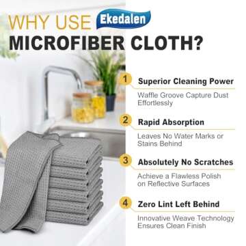 Waffle Weave Microfiber Cleaning Cloth for Dusting Absorbent Towel Quick Drying Dust Rags for Car In...