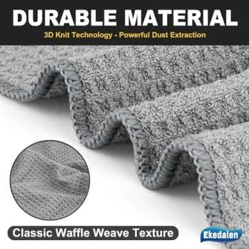 Waffle Weave Microfiber Cleaning Cloth for Dusting Absorbent Towel Quick Drying Dust Rags for Car Interior Wash Auto Detailing Household Kitchen, Lint Free Streak Free, 6 Pack,12 x 12 Inches, Grey