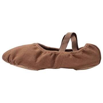 Linodes Ballet Shoes for Women - Stretch Canvas Comfort Dance Shoes for Girls (Coffee, Size 6.5M)