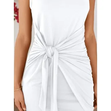 LILLUSORY Women's Summer Tie Wrap Mini Dress for Effortless Style
