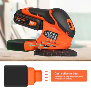 Yunirvana 20V Cordless Sander with Dust Collection