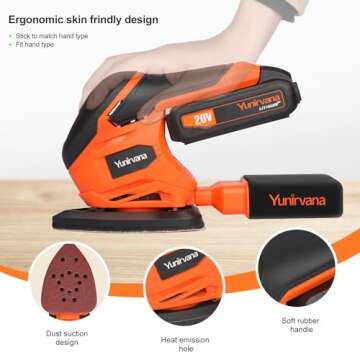 Yunirvana 20V Cordless Sander with Dust Collection