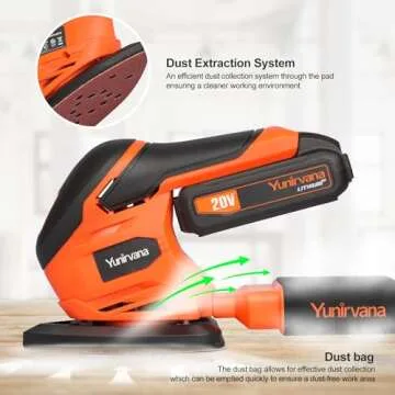 Yunirvana 20V Cordless Sander with Dust Collection