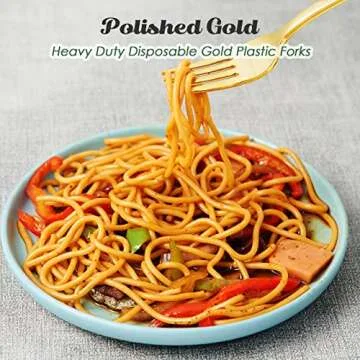 Elegant Disposable Gold Plastic Forks for Parties