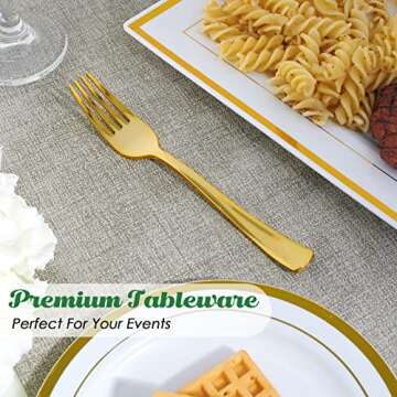Elegant Disposable Gold Plastic Forks for Parties