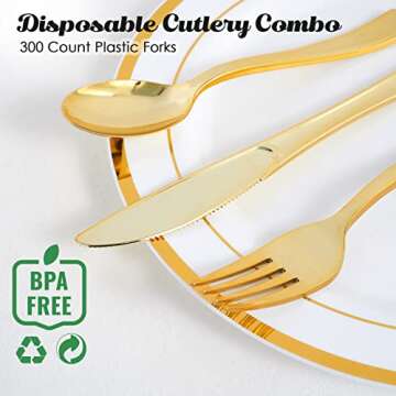 Elegant Disposable Gold Plastic Forks for Parties