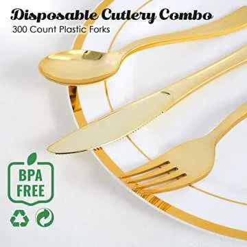 Elegant Disposable Gold Plastic Forks for Parties