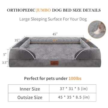 Comfort Expression Jumbo Waterproof Dog Bed for Large Breeds