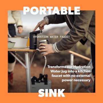 Dometic GO Hydration Water Faucet - One-Touch Operation with LED Light and Magnetic Base - Portable, Self-Powered Water Dispenser for Camping and Outdoors