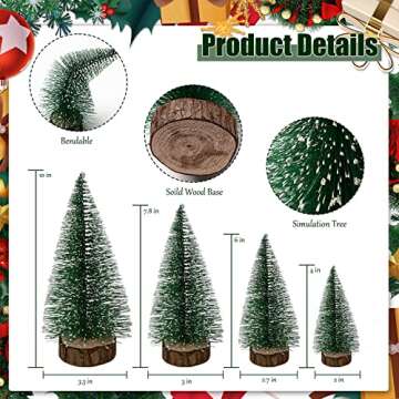 6pcs Mini Christmas Trees Christmas Decor, Artificial Christmas Mini Bottle Brush Trees Tabletop, Ch...