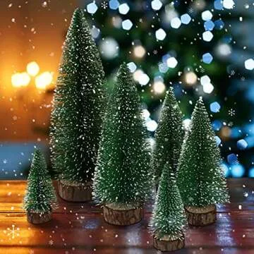 6pcs Mini Christmas Trees Christmas Decor, Artificial Christmas Mini Bottle Brush Trees Tabletop, Christmas Decoration Trees with 4 Size Xmas Holiday Decor (6pcs Green)