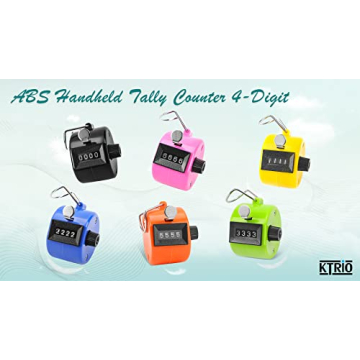 KTRIO Pack of 6 Colors Handheld Tally Counter, 4-Digit Number Clicker Counter, Hand Mechanical Pitch Counter for Coaching, Knitting, People, Lap, Fishing, Golf, Toddler & Fidget