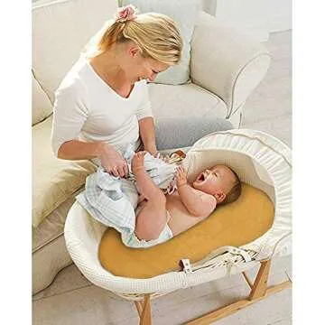 TANOFAR Yellow Linen Changing Table Pad Cover for Babies