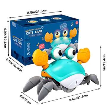 Plnmlls Crawling Crab Baby Toy with Music and LED Light,Tummy Time Toys Will Automatically Avoid Obstacles Guiding Baby to Crawl, Fun Infant Toys Gift for Baby Boys and Girl